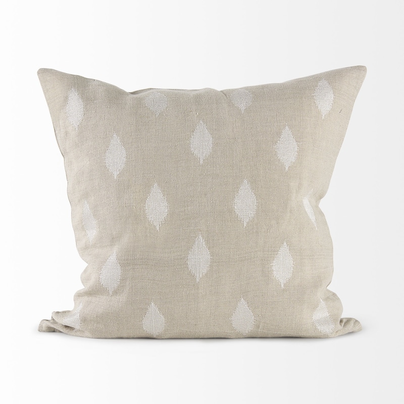 HomeRoots Beige And White Leaf Pattern Lumbar Pillow Cover
