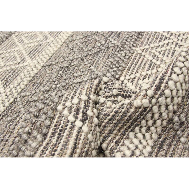 ECARPETGALLERY Braid weave Sienna Grey Wool Rug - 6'1 x 9'0