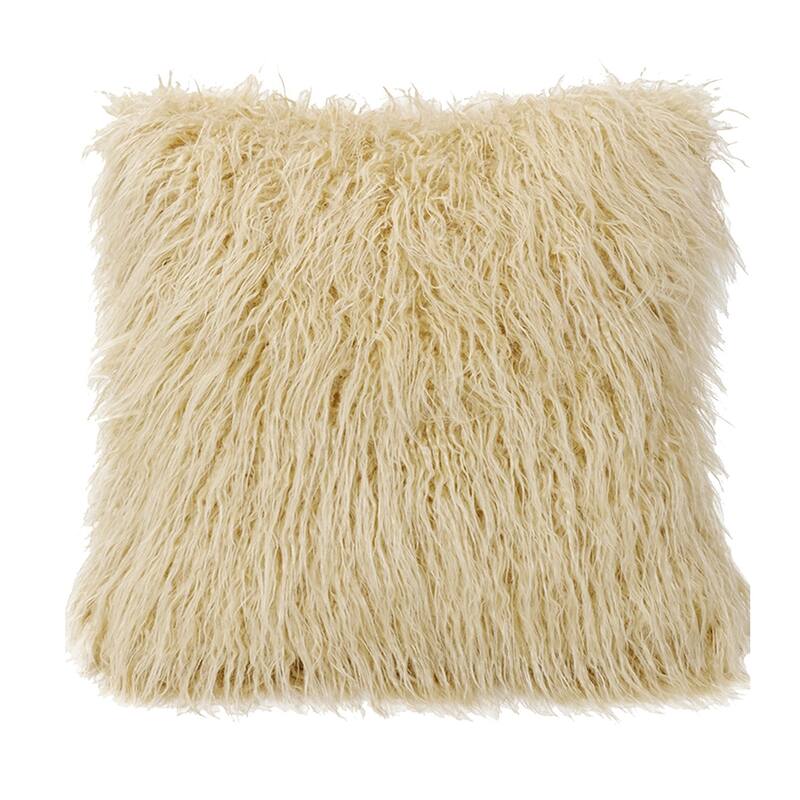 HiEnd Accents Mongolian Faux Fur Euro Sham, 27"x27"