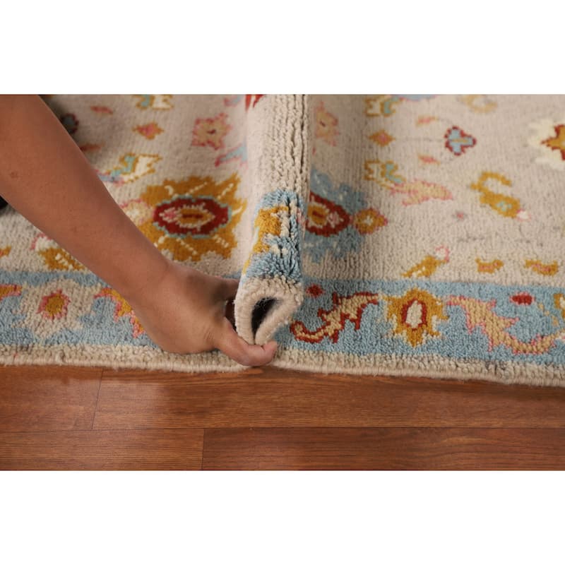 Floral Oushak Indian Foyer Rug Hand-Knotted Wool Carpet - 2'6"x 5'9"