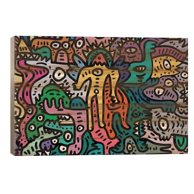 Graffiti Color Cool Monsters Print On Wood by Emmanuel Signorino - Multi-Color