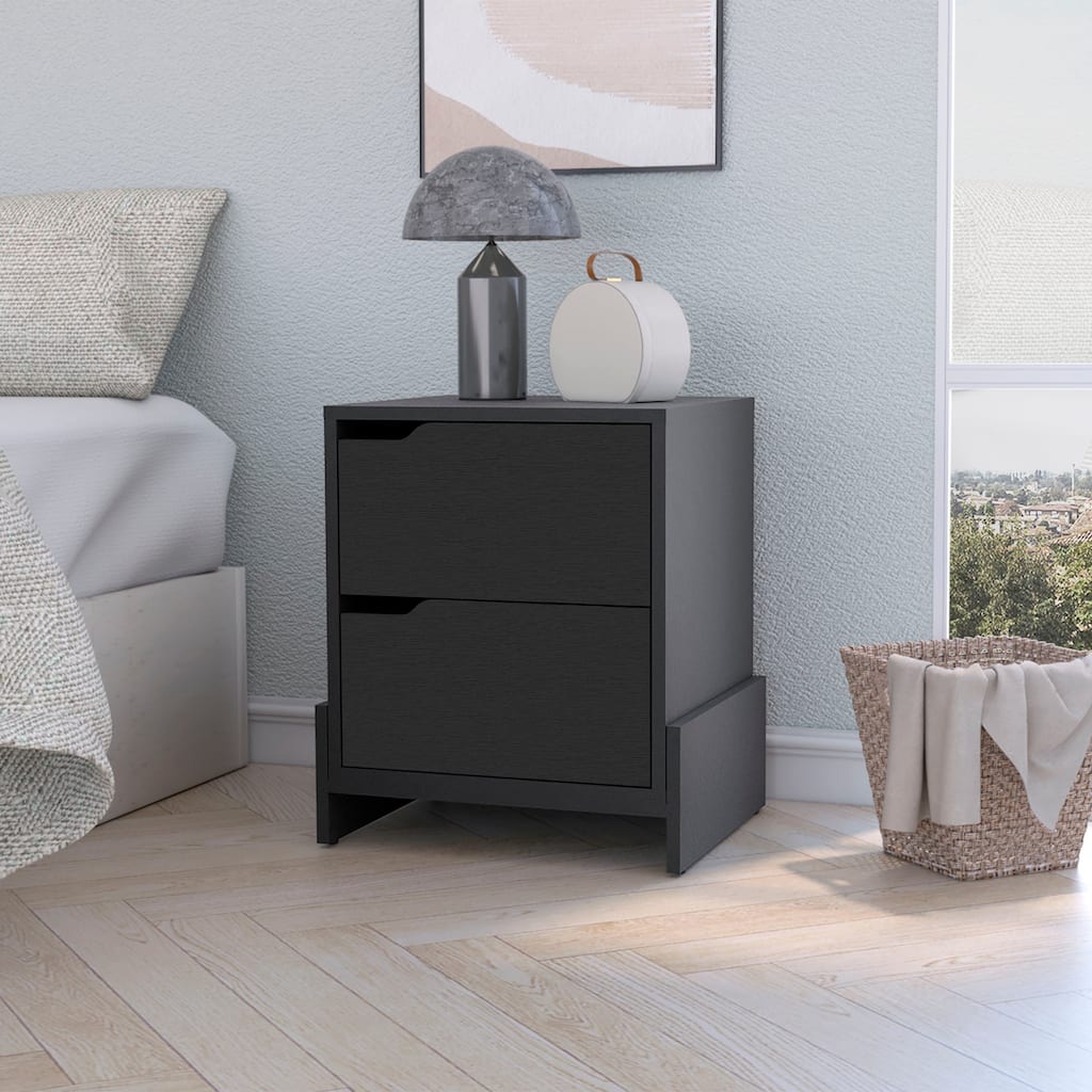 Ralston 2-Drawer Nightstand in Black，Suitable for bedrooms,living rooms,apartments