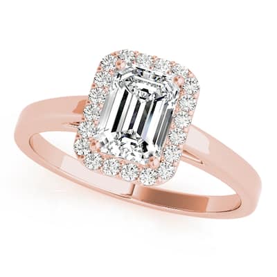 Auriya 14k Rose Gold Lab Grown Emerald Diamond Halo Engagement Ring 0.50 to 5.00 ct. tw. (F-G VS)