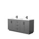 preview thumbnail 19 of 48, Miranda Double Vanity Set, 1.25-Inch Solid Surface Top, No Mirror 72-Inch Double - Dark Gray, Matte Black Trim, Solid Surface Top