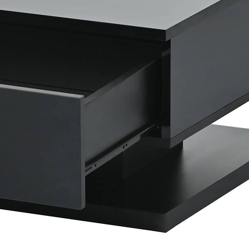 Modern Minimalist Wooden High Gloss Rectangular Coffee Table with a Drawer