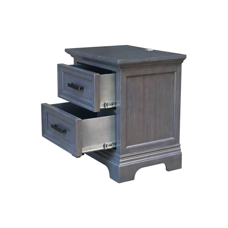 International Concepts Solid Wood 2-Drawer Nightstand with USB Charging Port