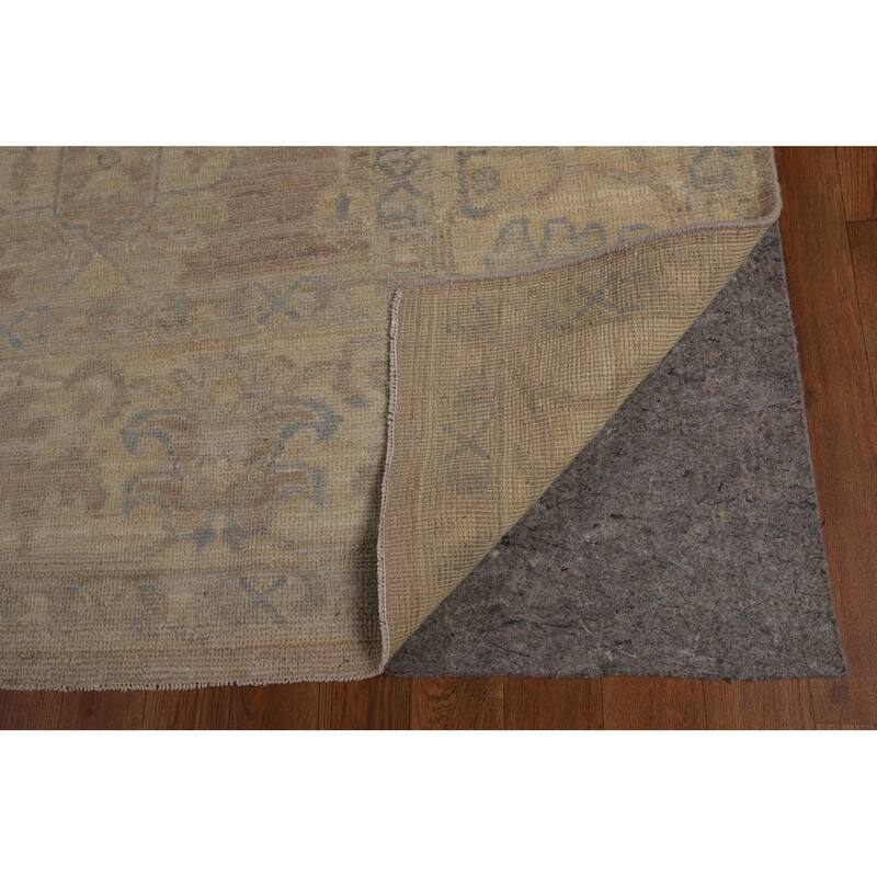Vegetable Dye Oushak Turkish Rug Handmade Beige Wool Carpet - 8'0"x 9'11"