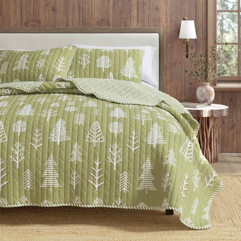 Linery & Co. Winter Forest Microfiber Quilt Set with Shams
