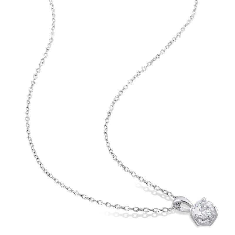 Miadora 2 7/8ct TGW Heart-Shape White Topaz Necklace and Stud Earrings Set Sterling Silver
