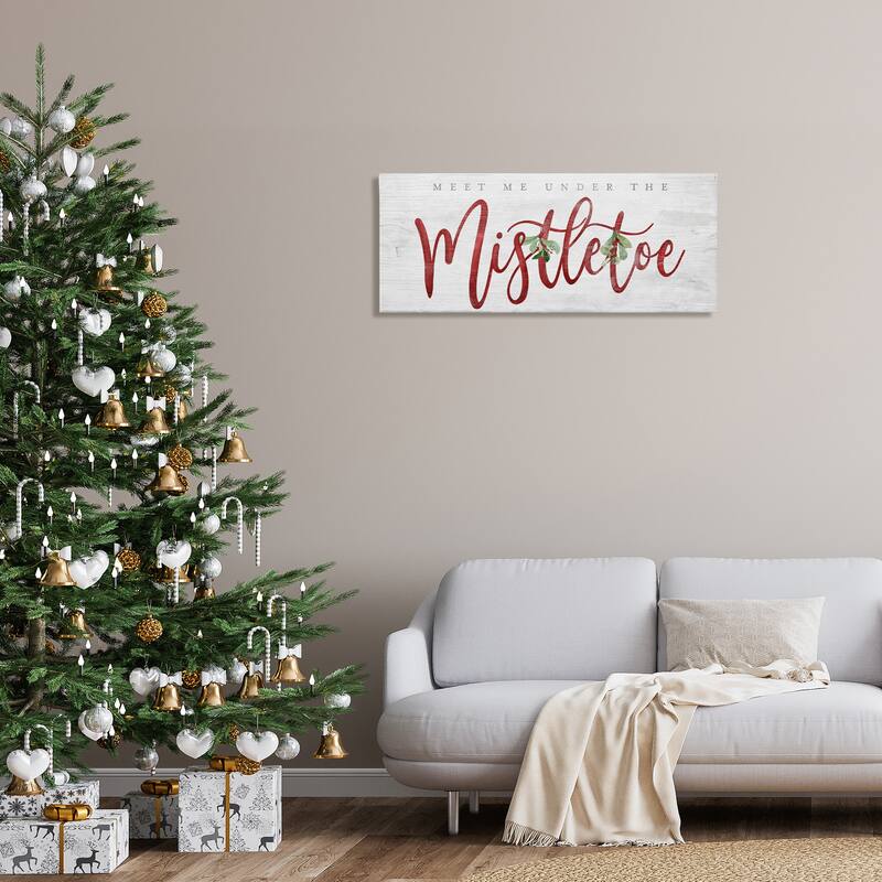 Stupell Meet Me Under Mistletoe Canvas Wall Art Design By Mollie B.