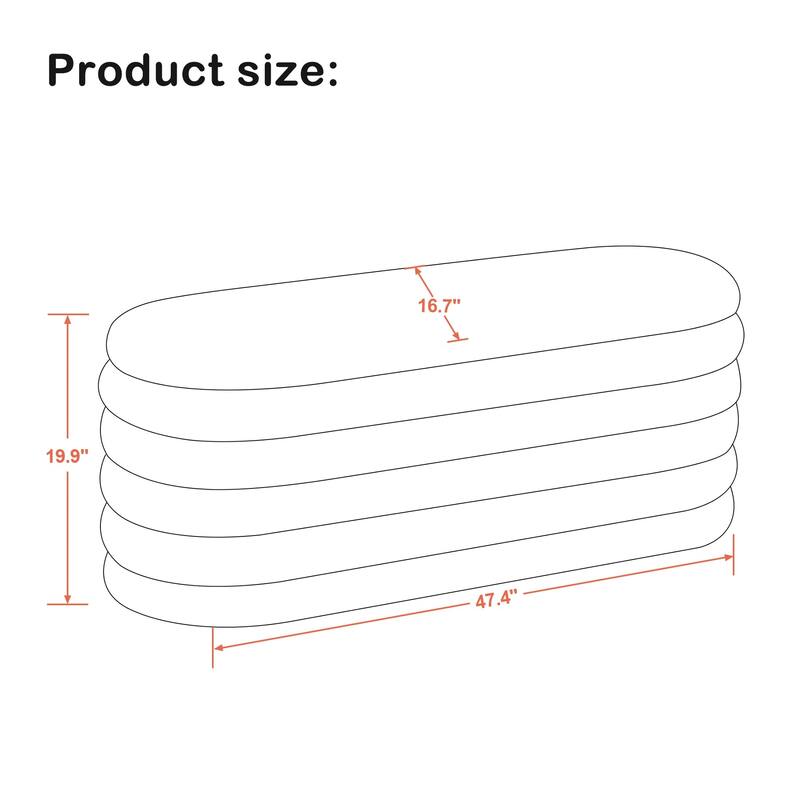 MCombo Storage Ottoman Bench, Upholstered Fabric End of Bed Bench with Storage, 47-inch Oval Footstool W495