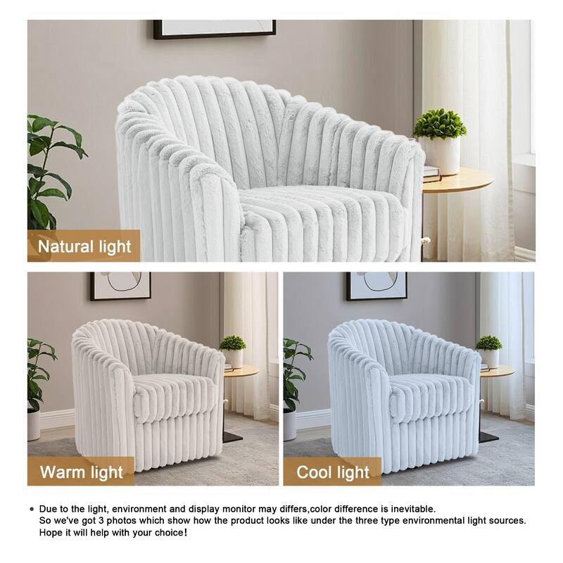 2 Set Modern 49" Upholstered Plush Corduroy Swivel Barrel Accent Chair