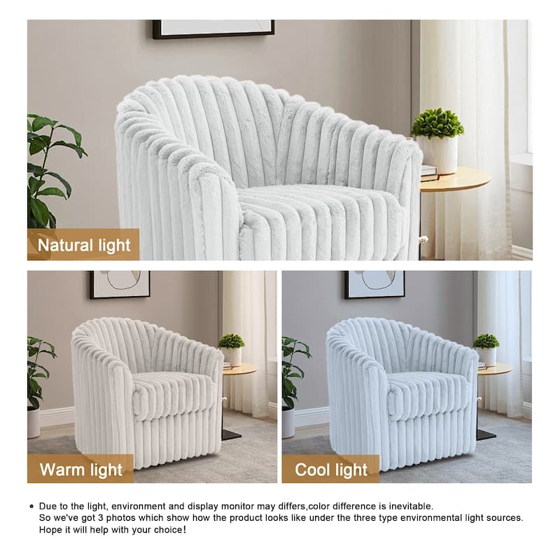 Daniel 49" Upholstered Plush Corduroy Swivel Barrel Accent Chair