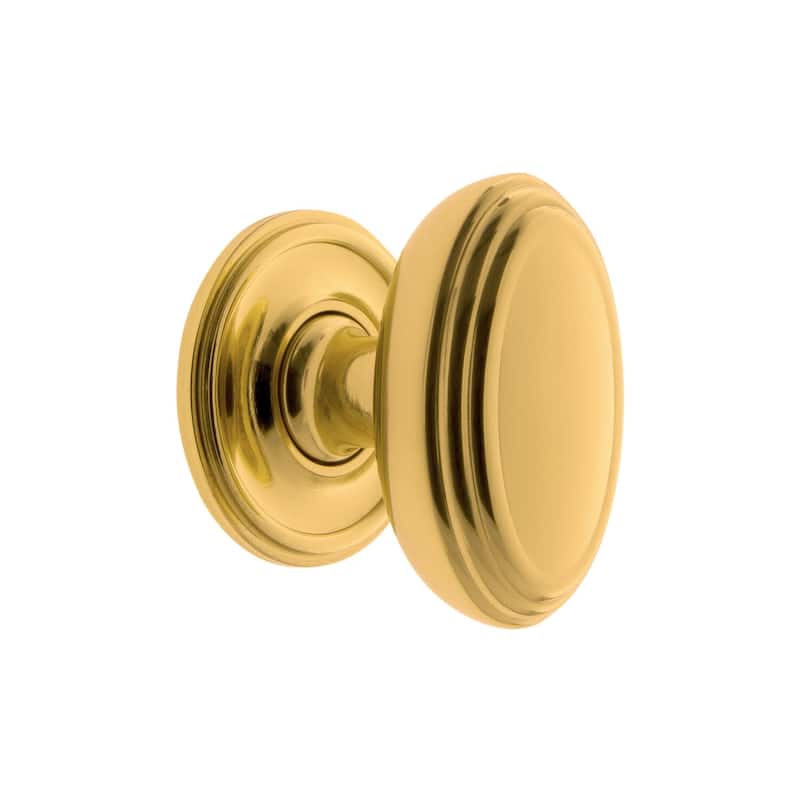 Grandeur ANNE-BRASS-KNOB-GEO Anneau 1-3/4" Solid Metal Flat Oval - Lifetime Brass