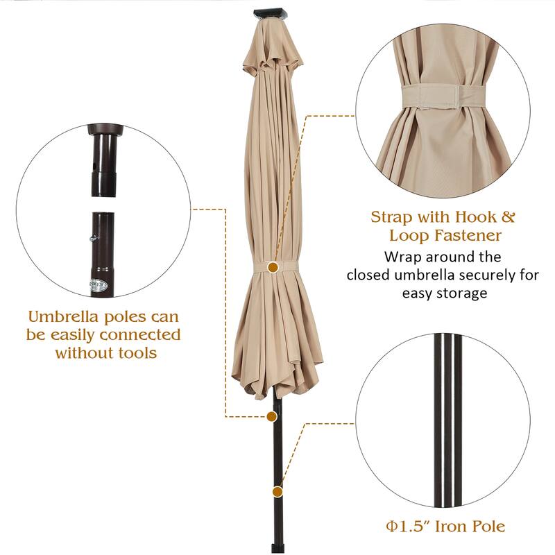 Costway 10' Solar LED Lighted Patio Market Umbrella Shade Tilt