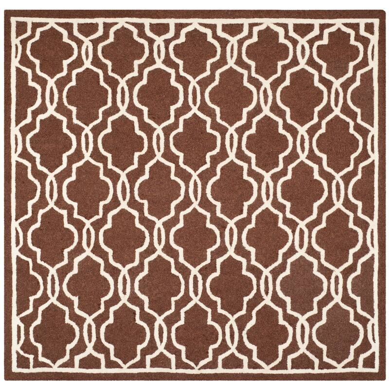 SAFAVIEH Handmade Cambridge Philine Geometric Wool Rug - 6' Square - Dark Brown/Ivory