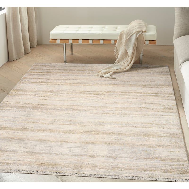 Calvin Klein CK089 Drift Indoor only Abstract Area Rug - Sand - 7'10" x 10'2"