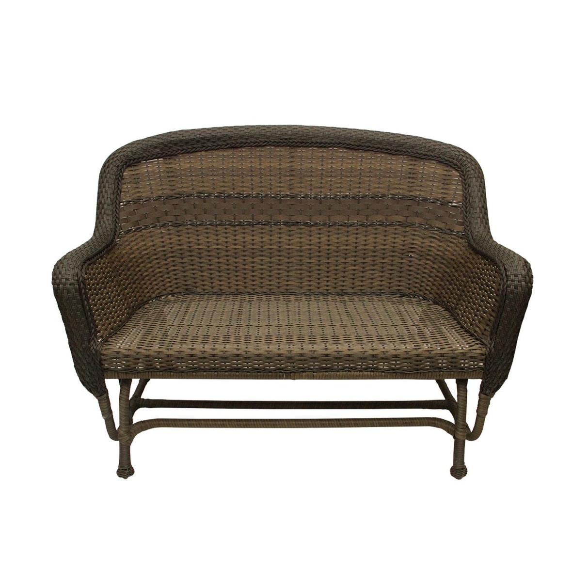 50 Sedona Dark Brown 2 Tone Resin Wicker Outdoor Patio Loveseat Glider Bed Bath Beyond 16546350