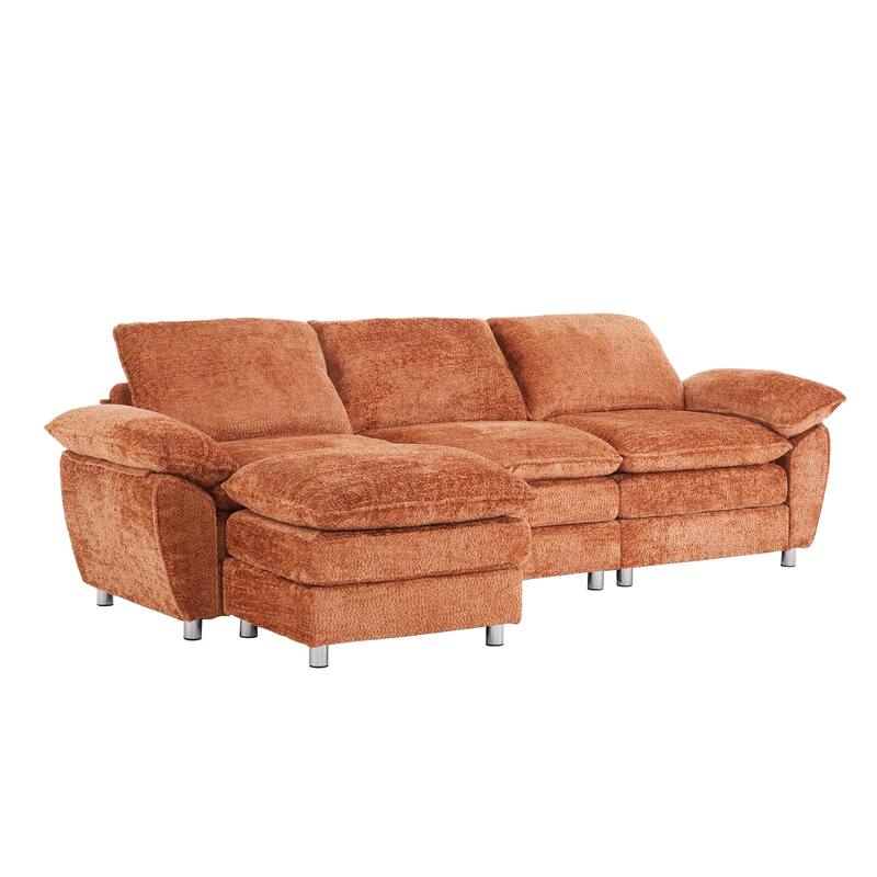 Modern Upholstered Polyester Sleeper Sofa with Ottoman