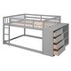 preview thumbnail 22 of 48, Floor Bunk Bed with Movable Storage Cabinet, Include 4 Storage Drawers and 3 Shelves, Solid Wood Bunkbeds Frame for Kids Teens
