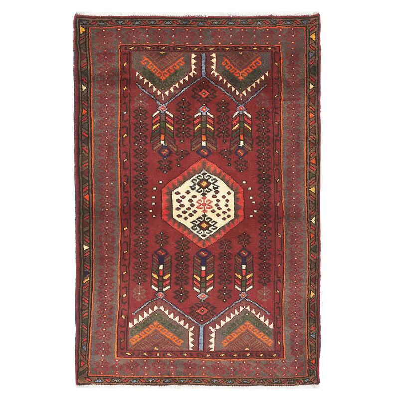 ECARPETGALLERY Hand-knotted Andelz Dark Red Wool Rug - 3'5 x 5'2