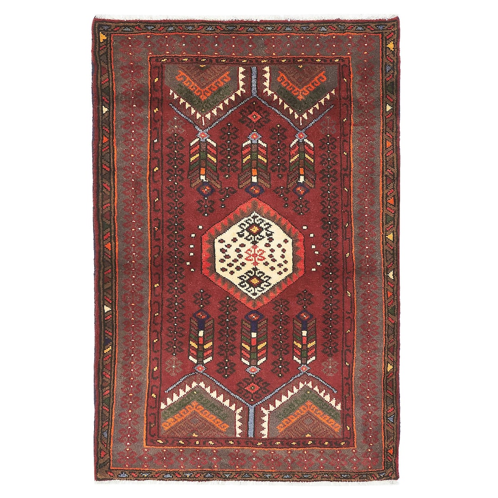 ECARPETGALLERY Hand-knotted Andelz Dark Red Wool Rug - 3'5 x 5'2