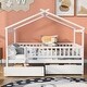 preview thumbnail 16 of 26, Full Size Wooden House-shaped Bed with Two Storage Drawers and Whimsical Sky Roof