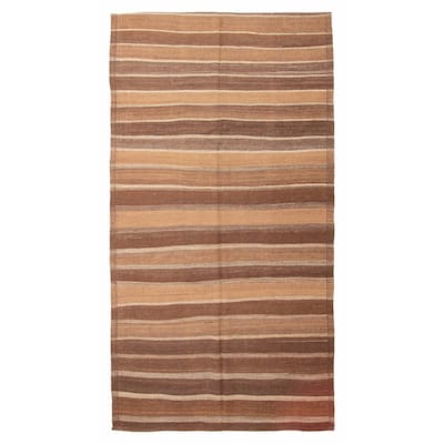 ECARPETGALLERY Flat-Weave Boho Dark Brown Wool Kilim - 5'4 x 10'0
