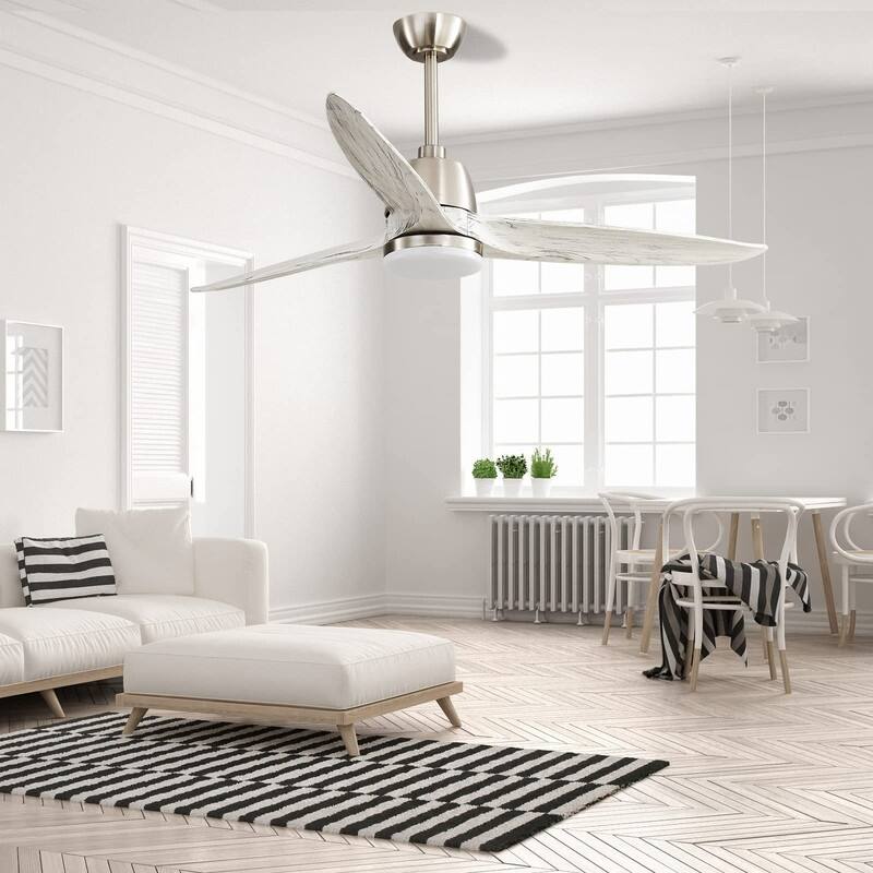 56 inch Wood Ceiling Fan Indoor w/Light and Remote Control 3 Wood Blades Bedroom - Blades Span 56 Inches