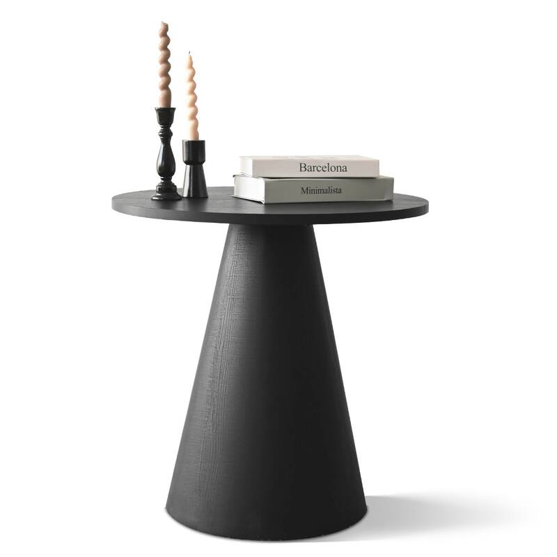 24 Inch Round Black Pedestal End Table