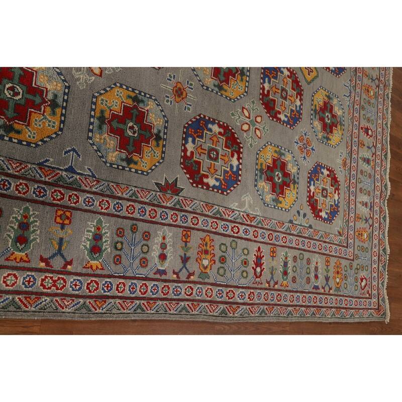 All-Over Gray Kazak Oriental Area Rug Wool Carpet - 8'4" x 11'4"