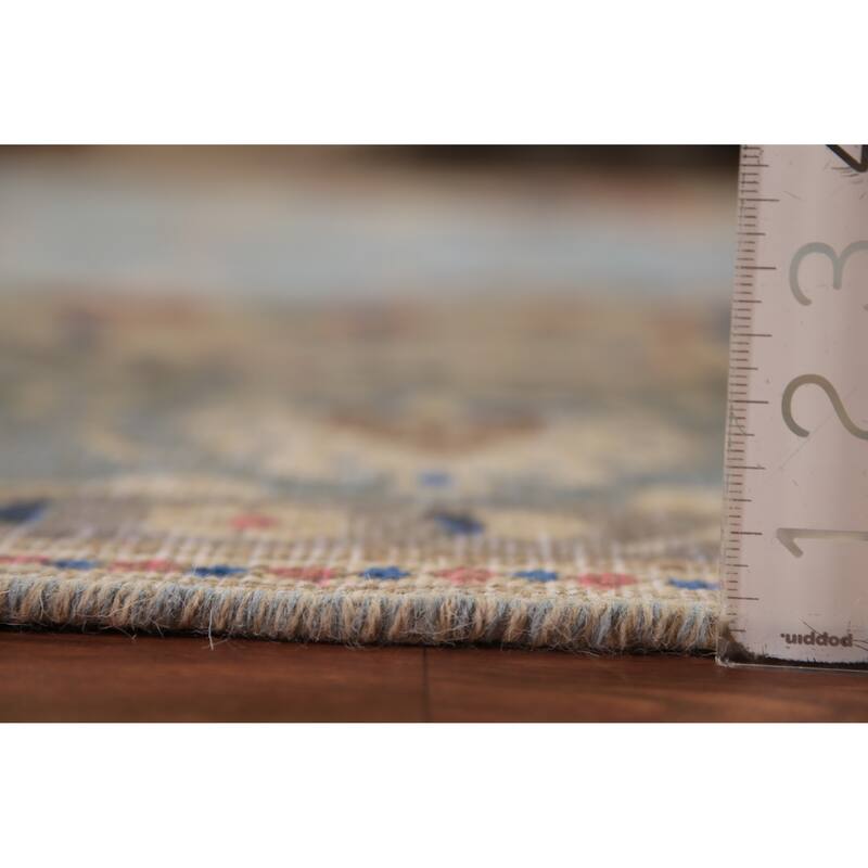 Medallion Tabriz Persian Area Rug Hand-Knotted Light Blue Wool Carpet - 8'5"x 11'2"