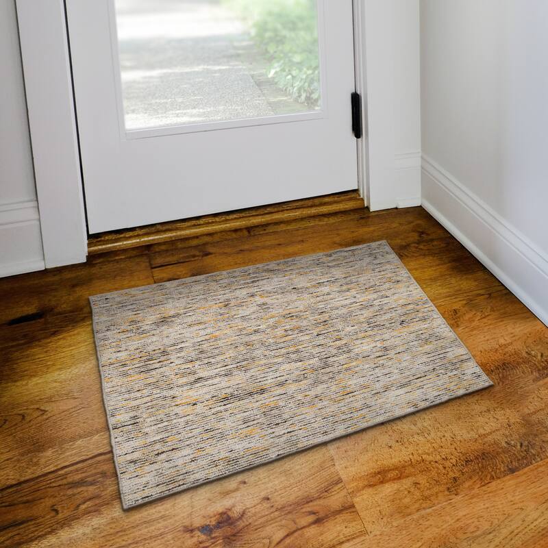 Addison Villager Textured Solid Wool and Viscose Area Rug - 2' x 3' - Gold