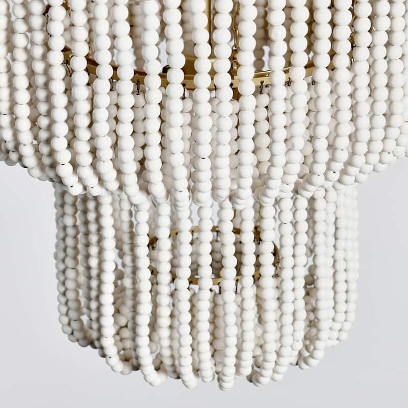 Amanda White Beaded Chandelier by Kosas Home