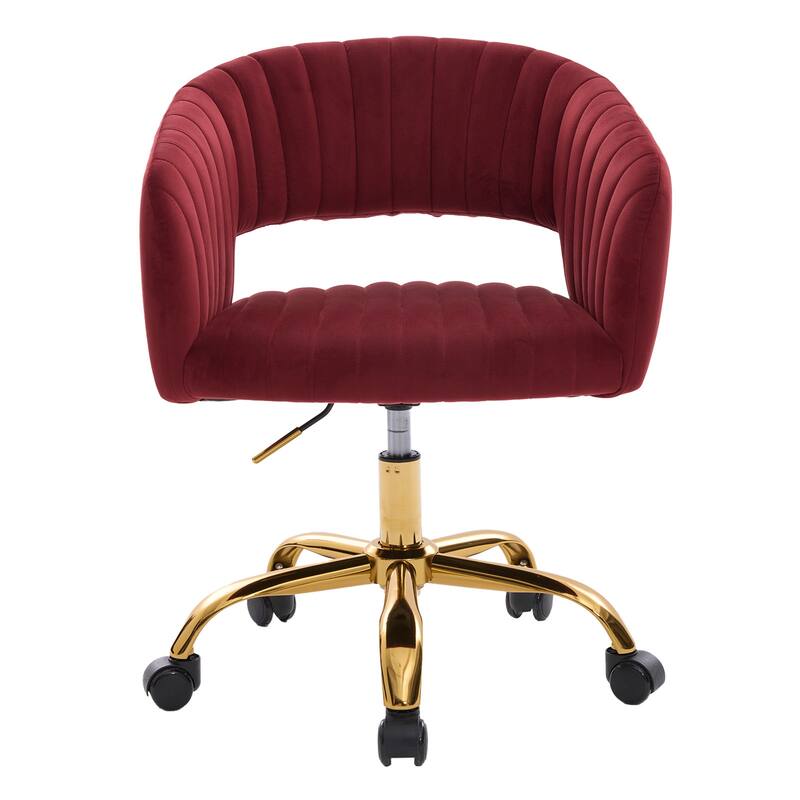 HOMEFUN Velvet Upholstered Swivel Adjustable Height Home Office Chair With Wheels
