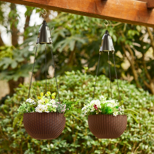 Glitzhome 30 H Solar Lighted Plastic Hanging Planter Basket On Sale Bed Bath Beyond 33449580
