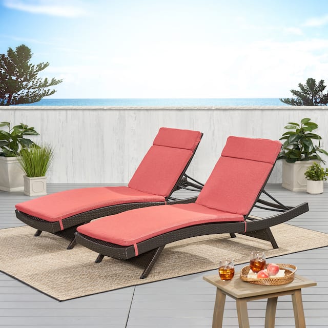 Salem Outdoor Chaise Lounge Cushion ONLY (Set of 2) by Christopher Knight Home - 79.25"L x 27.50"W x 1.50"H - Red