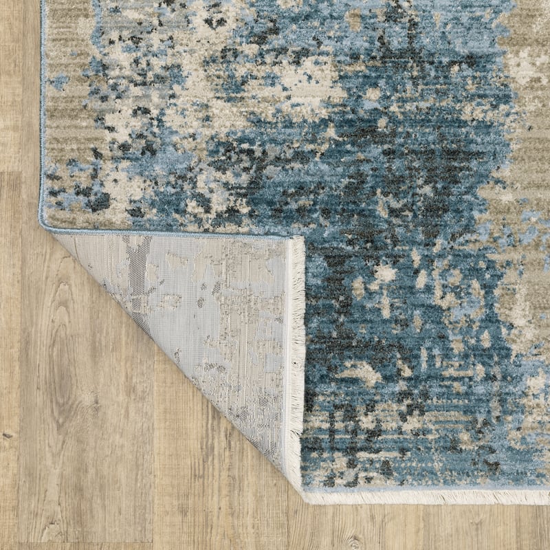 Style Haven Boulevard Power-Loom Recycled P.E.T. Abstract Blue/ Beige Rug-