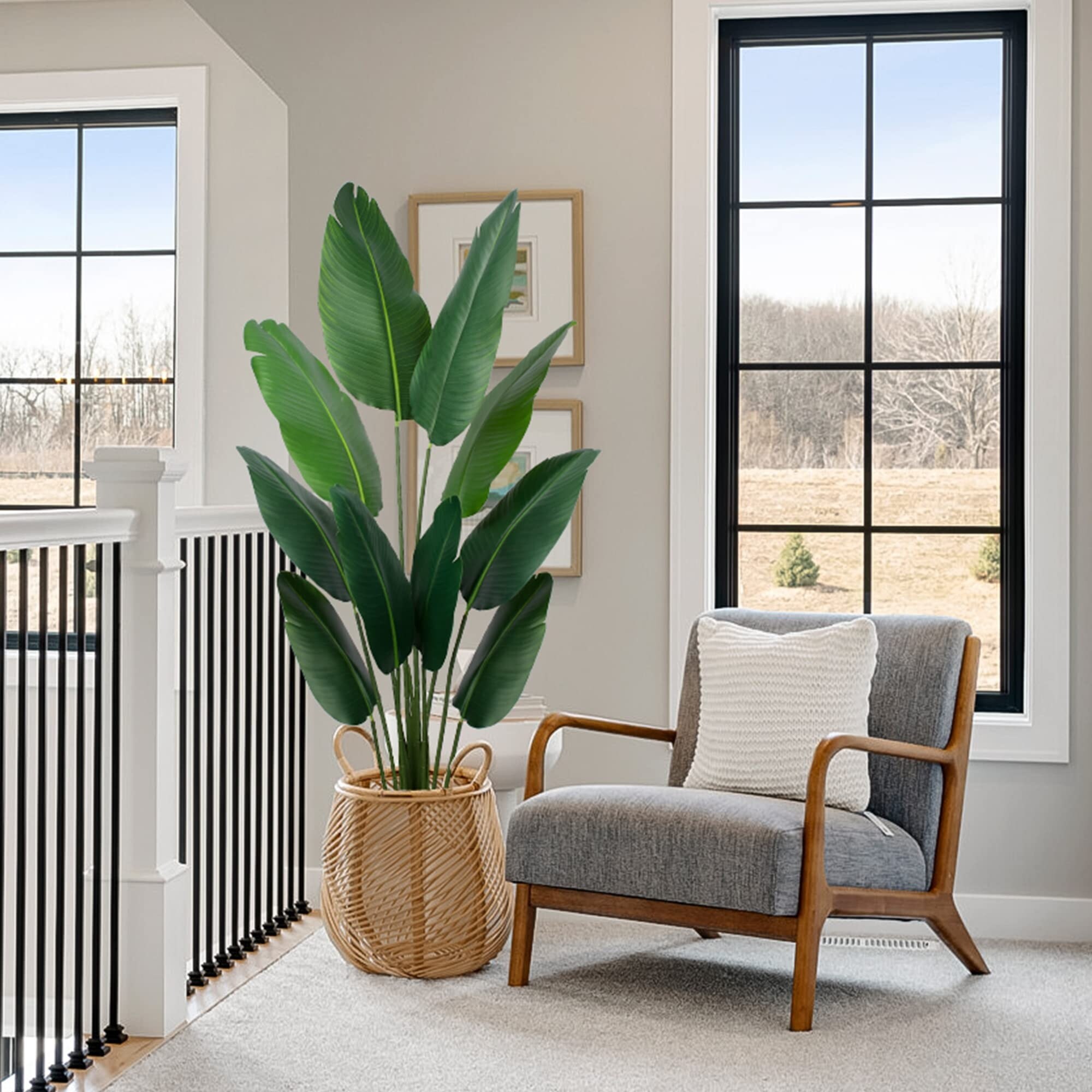 Artificial Bird of Paradise Plant 5 Ft Tall Fake Banana Leaf Plant