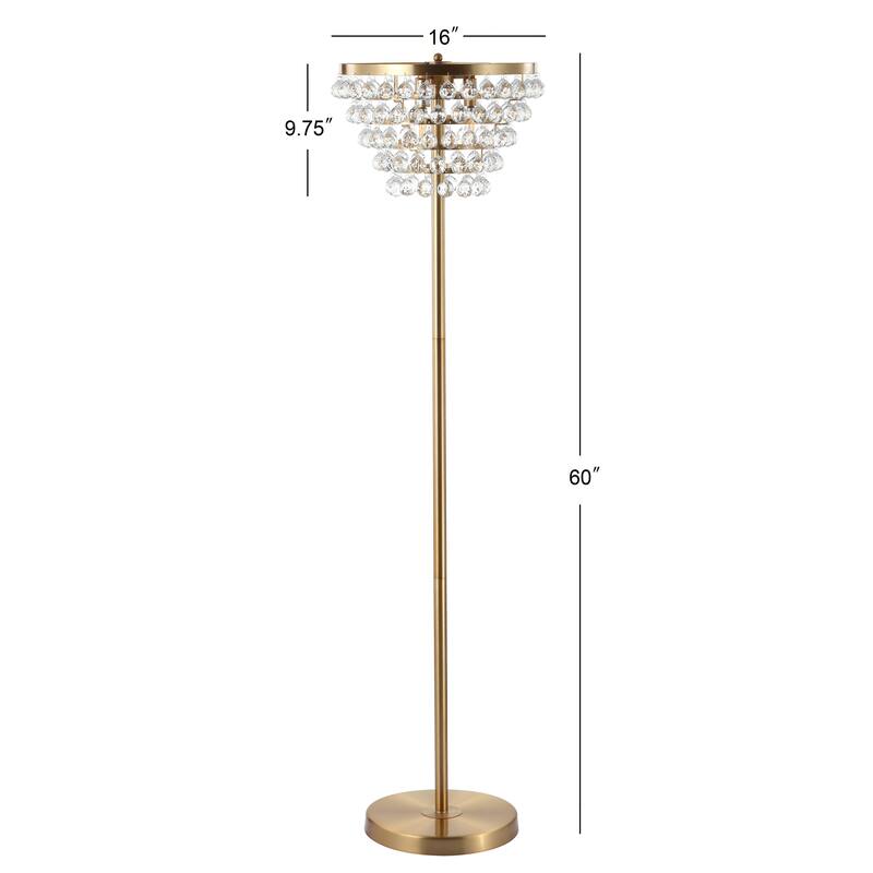 Wyatt 60" Crystal/Metal LED Floor Lamp, Bronze / Clear by JONATHAN Y - 60" H x 16" W x 16" D