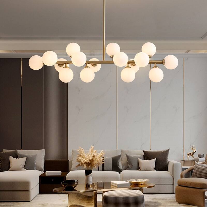 40 Linear Pendant Lighting Brass Modern Chandelier 16-Light