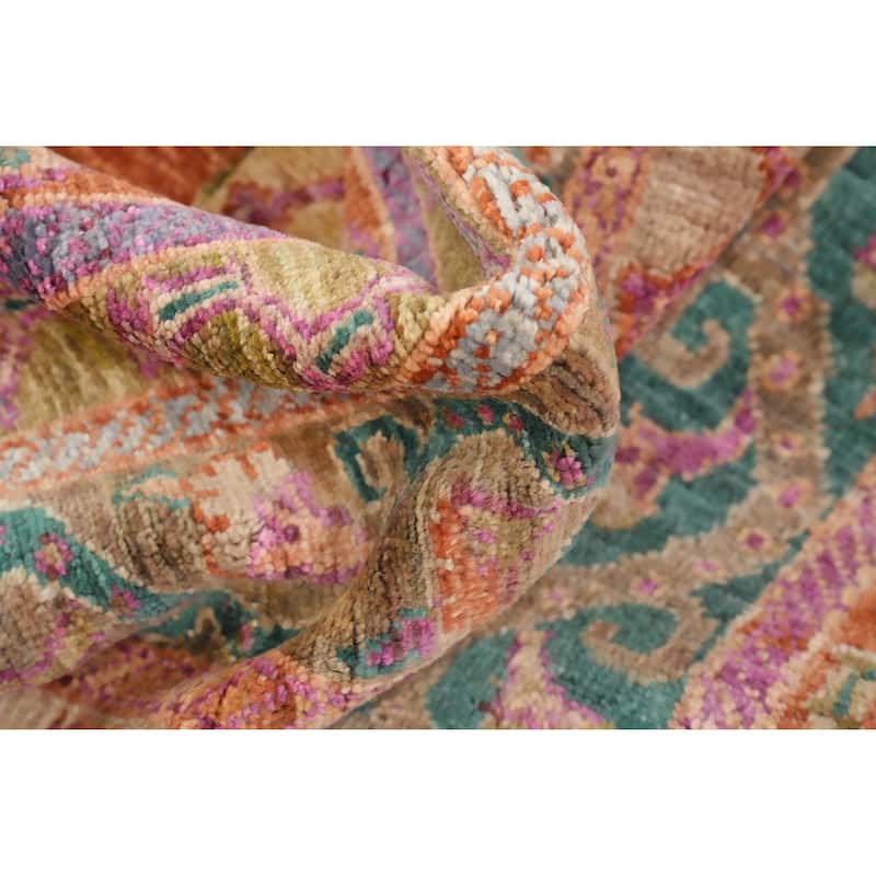 Hand Knotted Oriental 100% Wool Carpet Traditional Geometric Multi-Colored Ziegler Area Rug - 10' 0'' X 8' 1''