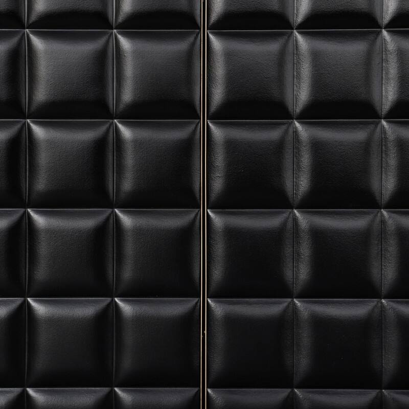 Modern 4-Door Storage Cabinet with Geometric Design and Adjustable Shelves for Home Organization