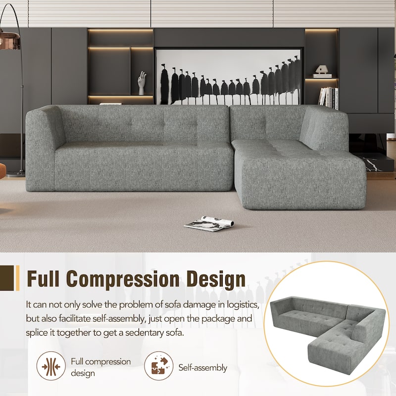 L-Shaped Modular Modular Combination Living Room Sofa Set Modern Minimalist Sofa, Upholstered Deep Seat Couches