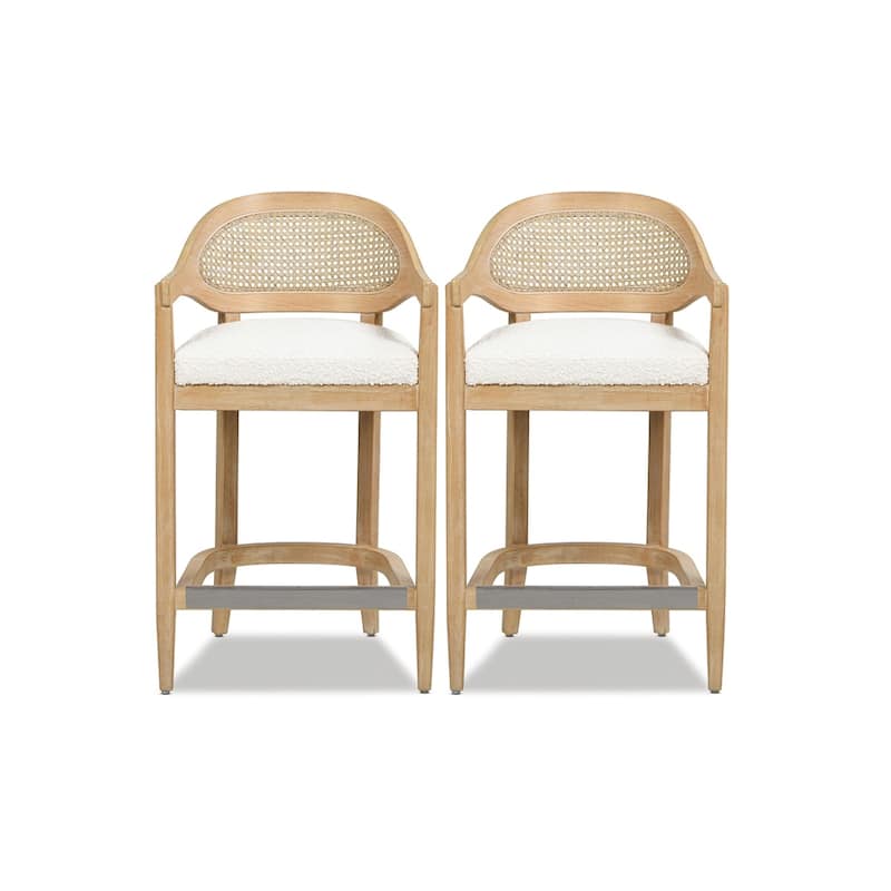 Americana Mid-Century Modern Rattan Cane Back Counter and Bar Stool