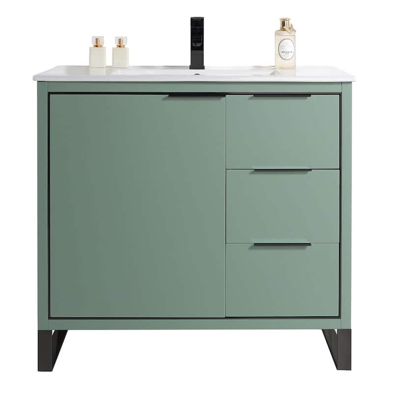 Fine Fixtures Opulence Collection Bathroom Vanity with White Ceramic Sink