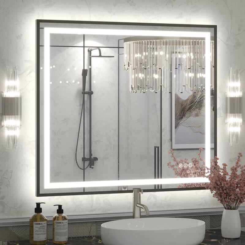 KIOTEE 24V Ultra-Bright LED Bathroom Mirror, Anti-Fog, Tempered Glass - 36x32