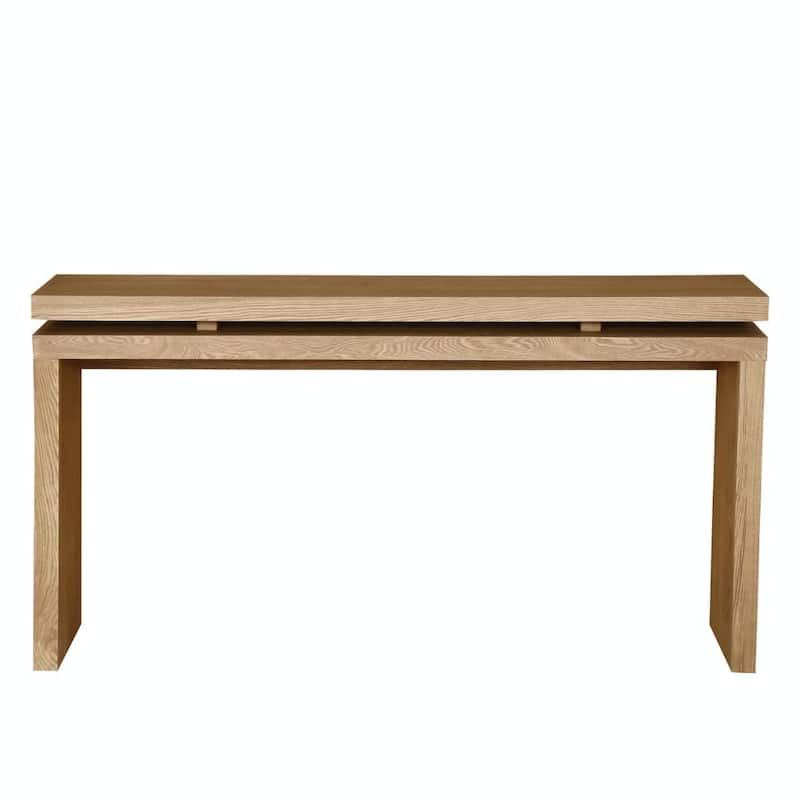 60'' Farmhouse Console Table - Retro Wooden Entryway Table with Double Board Suspension Design