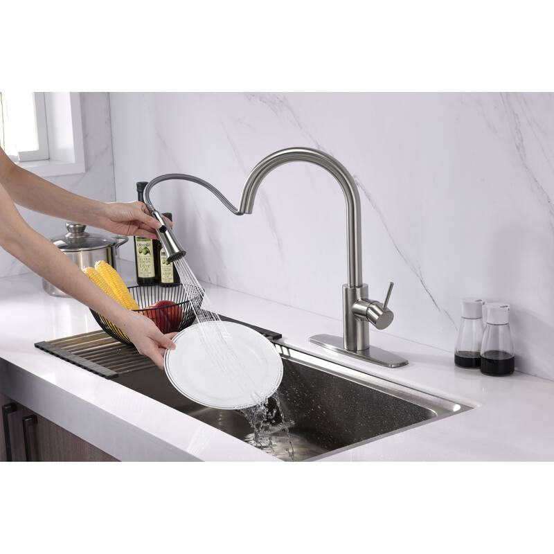 Ultra Faucets Euro Collection Single-Handle Kitchen Faucet With Pull-Down Spray