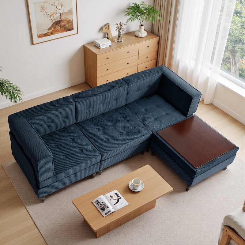 Oversized Sofa Corduroy Tufted Modular Sectional Set